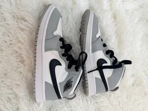 Nike Air Jordan 1 Mid in the Light Smoke Grey/Black-White , little kids 12C